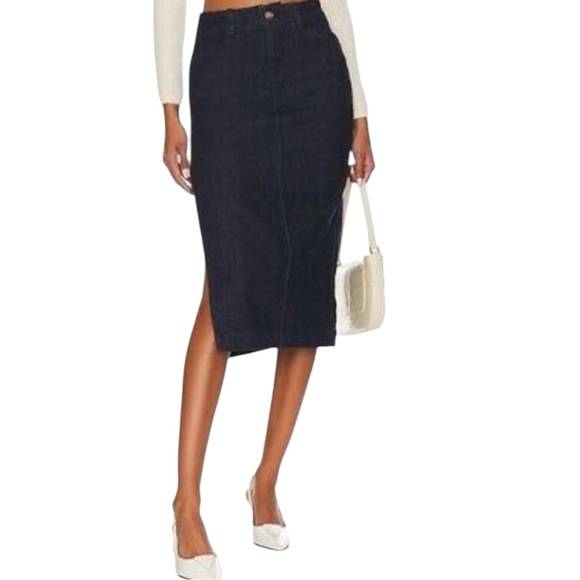 Favorite Daughter The Mischa Flores Midi Denim Skirt Size 28 Minimalist Academia - Picture 1 of 11